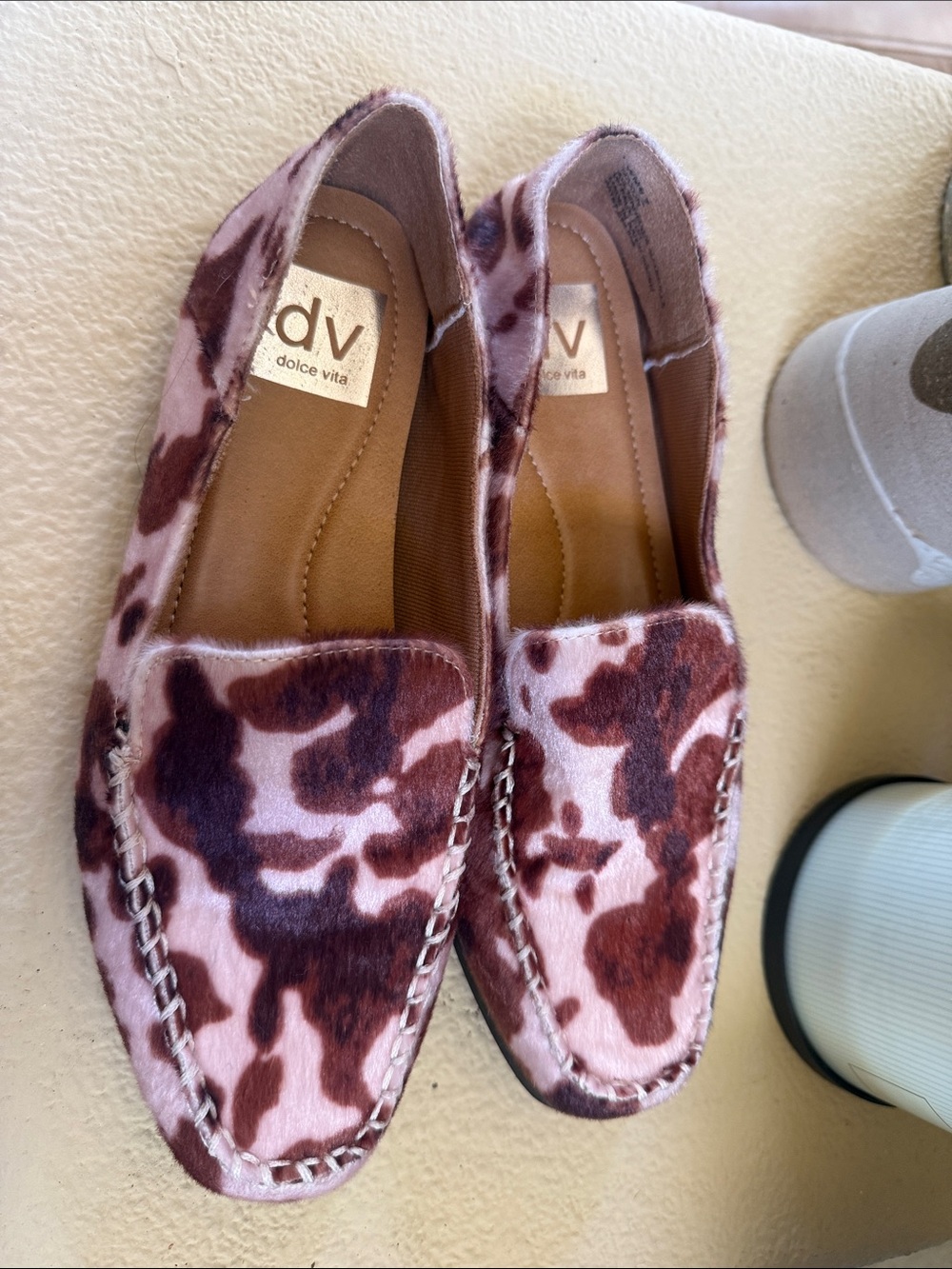 Dolce Vita cream and Brown Patterned Loafers
